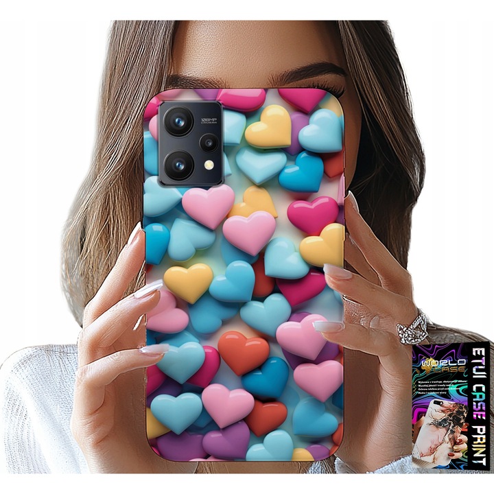 World Case telefontok Realme 9 5G-hez, szilikon, színes nyomtatással, személyre szabható, többszínű
