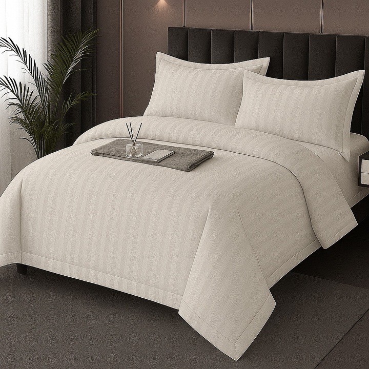 Damaszkusz Polycotton XXL ágynemű - Szuper ár, lepedő 230x260 cm, paplan 200x230 cm, 2 párnahuzat 50x70 cm, Világosszürke