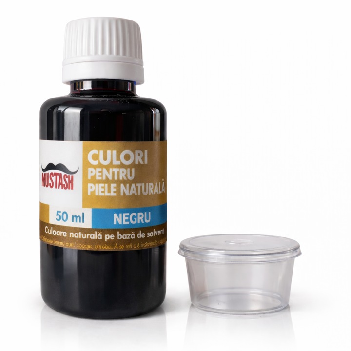 Vopsea pentru piele naturala NEGRU 50 ml – pe baza de solvent, uscare rapida, fara fixator