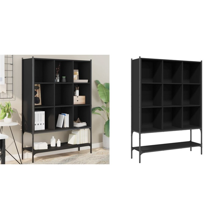 Biblioteca, negru, 102x30x141, 5 cm, lemn prelucrat