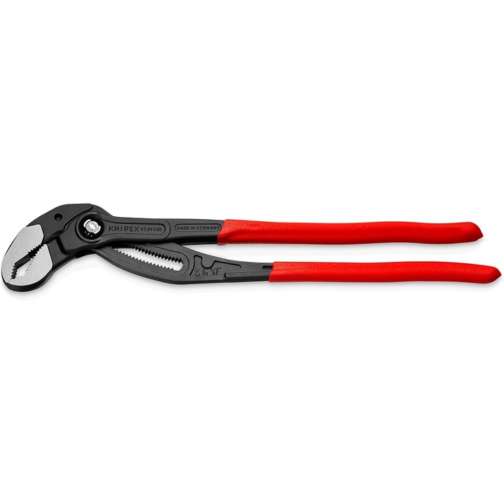 Cleste Pentru Pompe De Apa Knipex Cobra Xl, 400 Mm, Piulite Pana La 95 Mm, Tevi Pana La 90 Mm, Reglare Fina Prin Apasarea Unui Buton, Cheie Pentru Tevi, 87 01 400