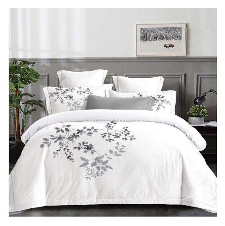 Lenjerie de pat dublu, finet, elegant, set 4 piese, 180x200cm, 200x230cm, 55x80cm