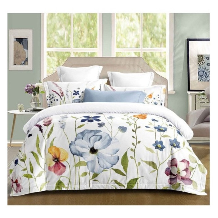 Lenjerie pentru pat dublu, finet fin, model elegant, cearceaf cu elastic cod BRO15