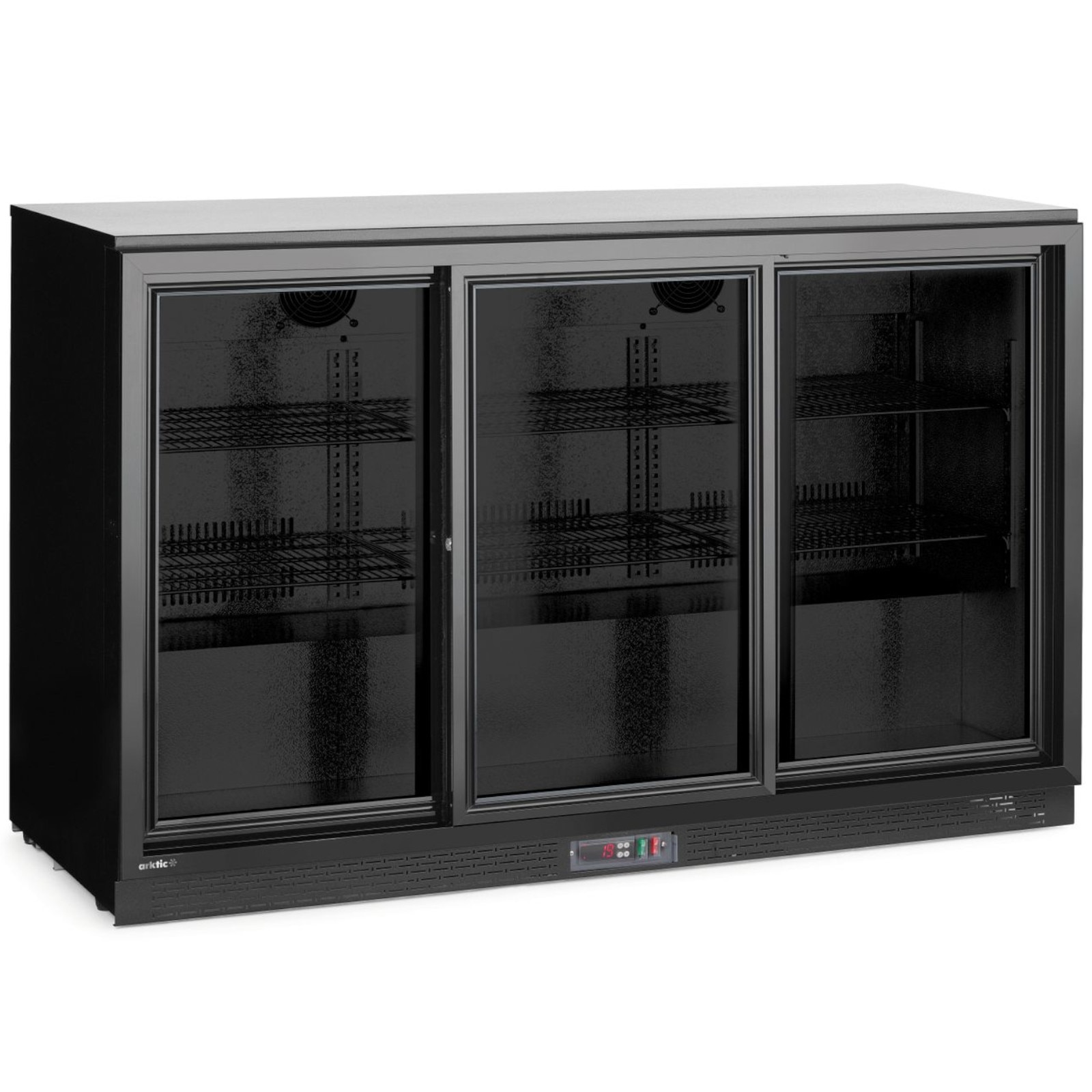 Frigider bar 3 usi Arktic, 308L, 160W, iluminare LED, negru, 135x52x87cm
