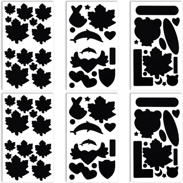 Set 6 petice autoadezive pentru reparat jachete, nylon, forme diverse, negru, 25x14.5cm