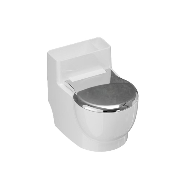 Scrumiera cu capac, AFKSMILE, Forma de Toaleta, De perete, Pentru tigari, fumatori, utilizare in interior sau exterior, Usor de curatat si detasabil, Pentru decorarea biroului de acasa, Material ABS si Otel Inoxidabil, 14*12*10cm, Argint