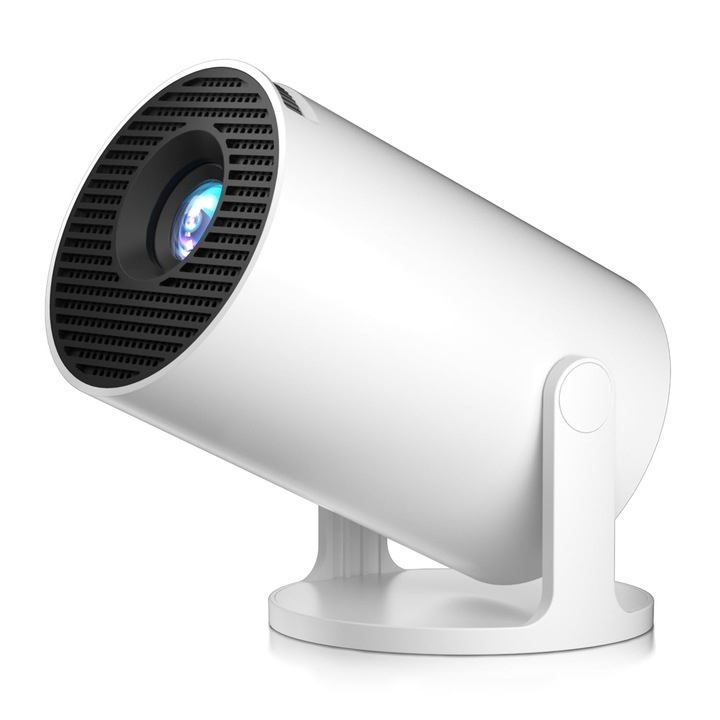 4K видеопроектор, мини проектор, поддържа WiFi и Bluetooth, къса проекция, 80-100 инча, 3.73x3.73x6.16 инча