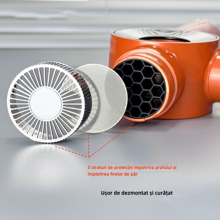 Високоскоростна сушилня V27, мотор 120.000 RPM, 1600-1800W, 3 скорости и 3 температури до 150°C, скорост на вятъра 28.5 m/s, ниско ниво на шум 65dB, подвижен филтър, за професионална и домашна употреба, черна