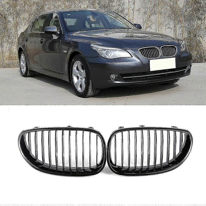 Grila fata sport pentru BMW E60 E61, set 2 bucati, negru stralucitor, 32x18cm