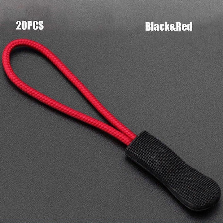 Set 20 bucati capete fermoar, accesorii pentru rucsac, calatorie, negru, rosu