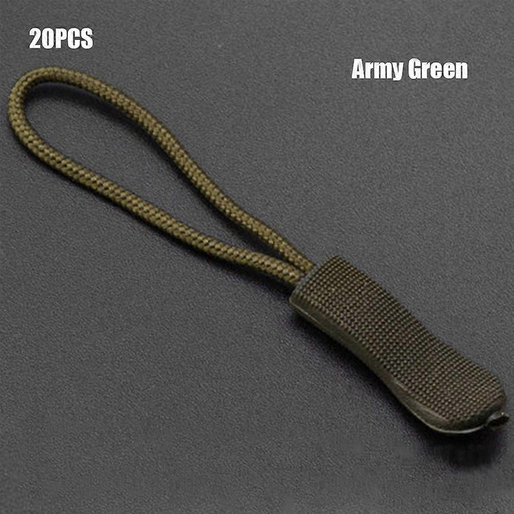 Set 20 bucati capete fermoar, verde militar, 24mm, 55mm total lungime