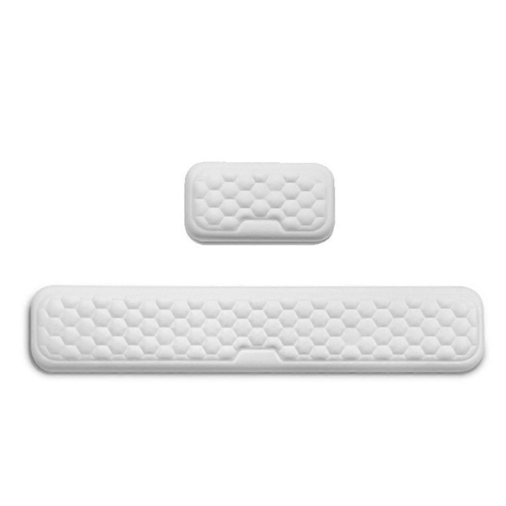 Set suport ortopedic pentru incheieturi, 2 in 1, alb, din spuma cu memorie si piele PU