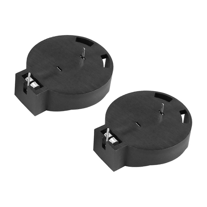 Set 2 suporturi pentru baterii CR2450, plastic/metal, negru, 26x9mm