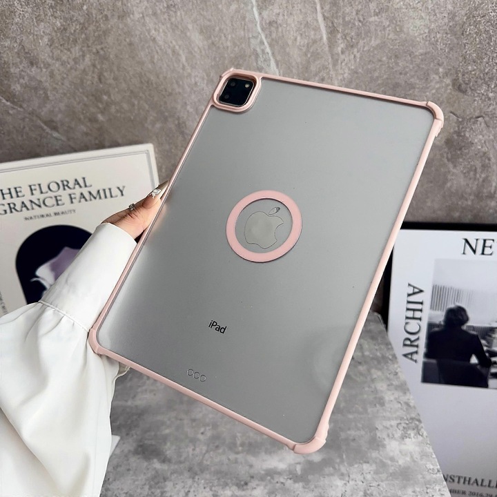 Husa tableta Magnetica Transparenta, Protectie Borderless, Roz, pentru iPad Air (2022) (2020)