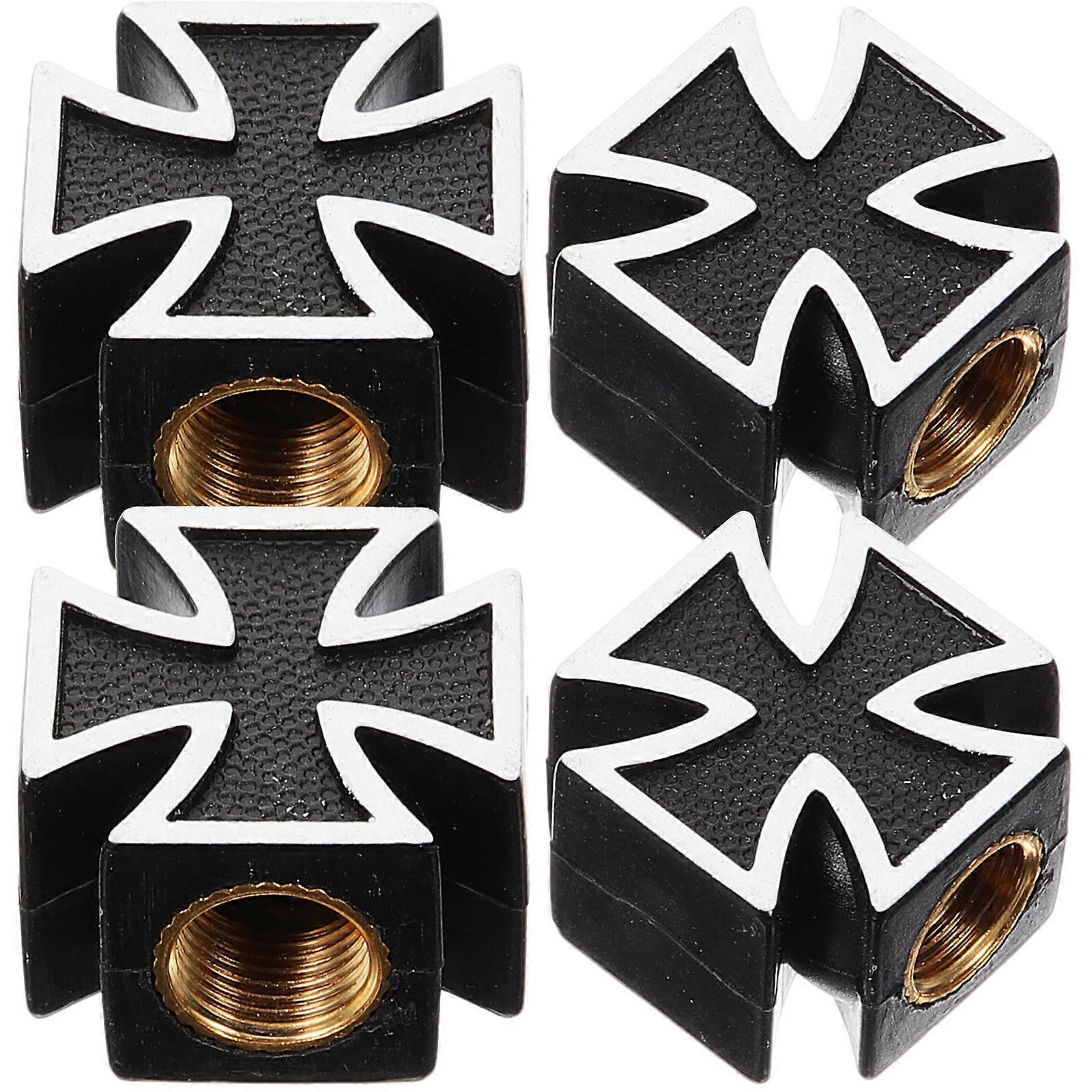 Capace ventil pentru roti, set de 4, design incrucisat, negru, 2x2x1 ...