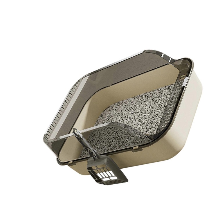 Litier semi-inchisa pentru pisici, 40x28x16cm, set cu lopata pentru litiera