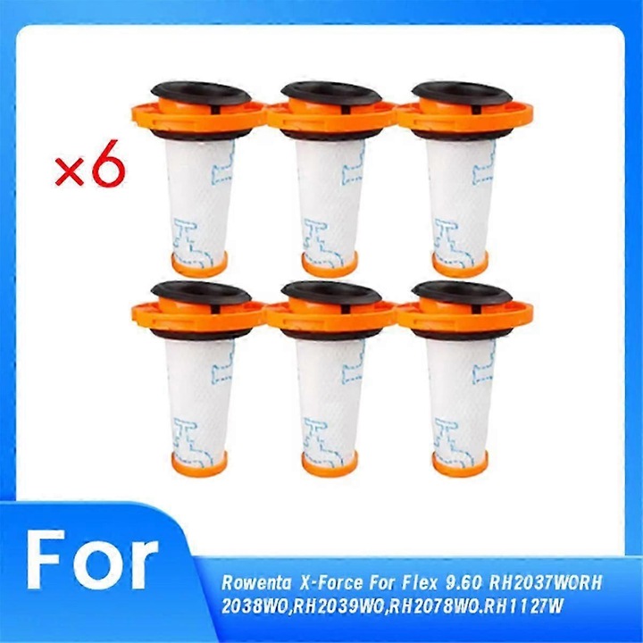 Set 6 filtre pentru aspirator Rowenta X-FORCE FLEX 9.60, material plastic, reutilizabile