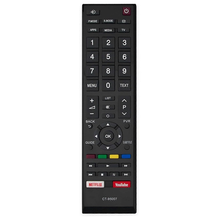 Telecomanda universala pentru TV Toshiba, 1-10m, constructie din ABS, design ergonomic