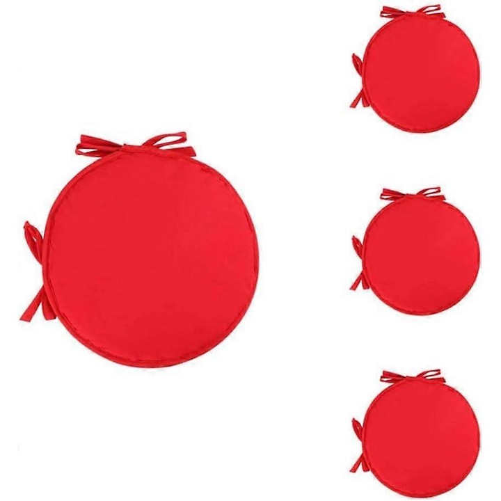 Set de 4 perne decorative rotunde cu snur 38cm, rosu aprins