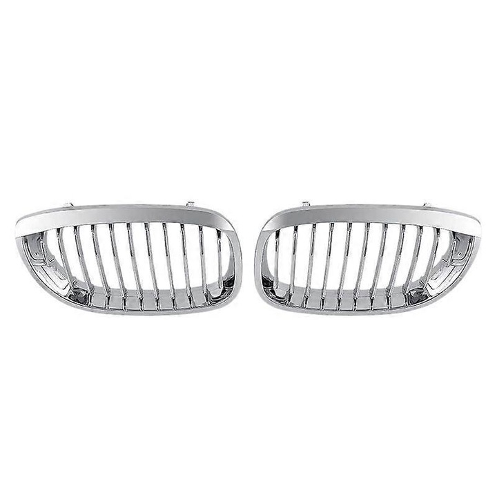 Grila fata pentru BMW E46 2-Door Coupe Cabriolet 2003-2006, argintie, set 1 pereche