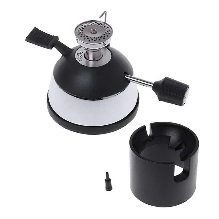 Arzator de gaz butan pentru cafea, design nou, inox, argintiu si negru, set complet
