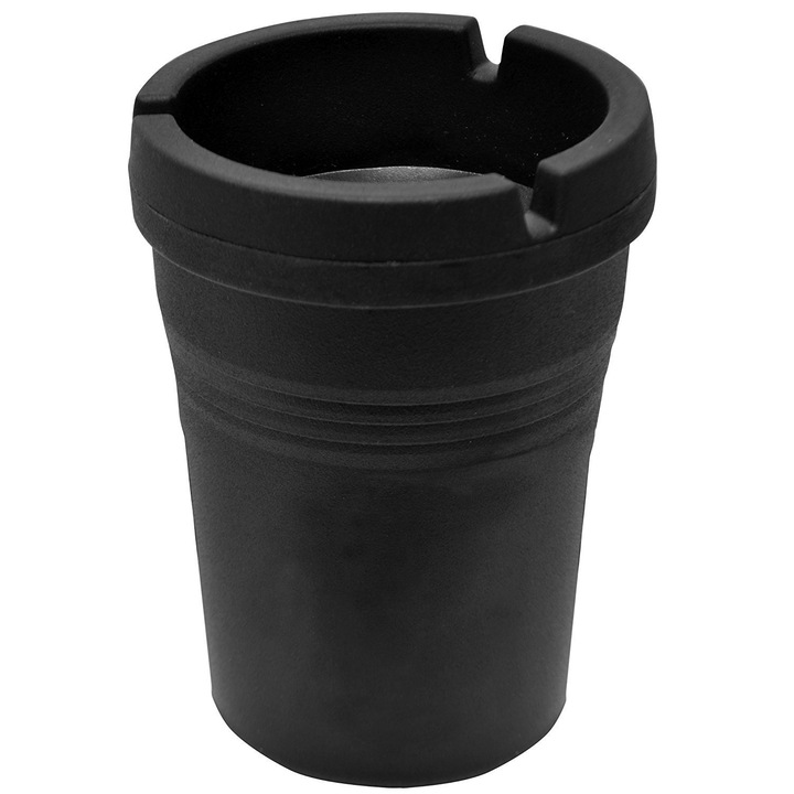 Scrumiere auto, set 2 bucati, capacitate mare, rezistent la caldura, negru