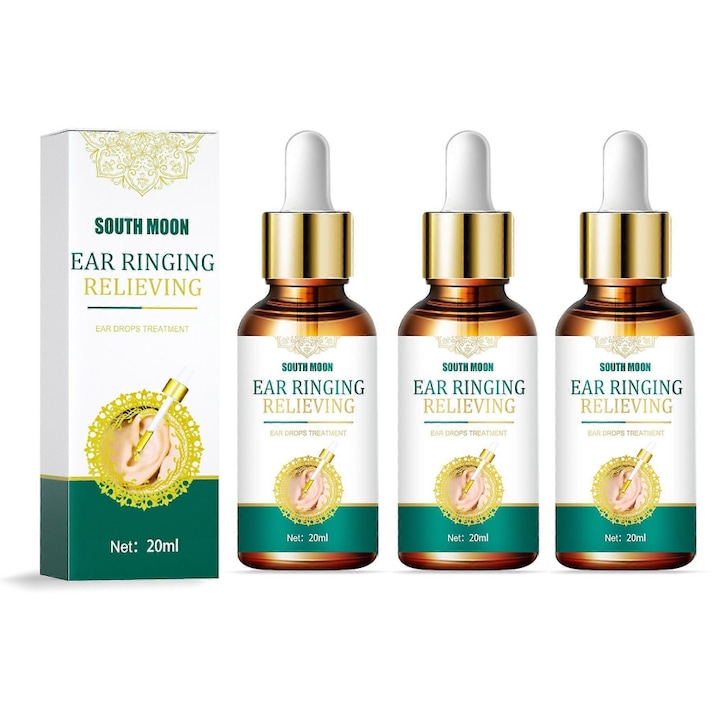 Set 3 Sticle solutie curatare urechi, SouthMoon, pentru tinitus, otita medie, mancarime, durere