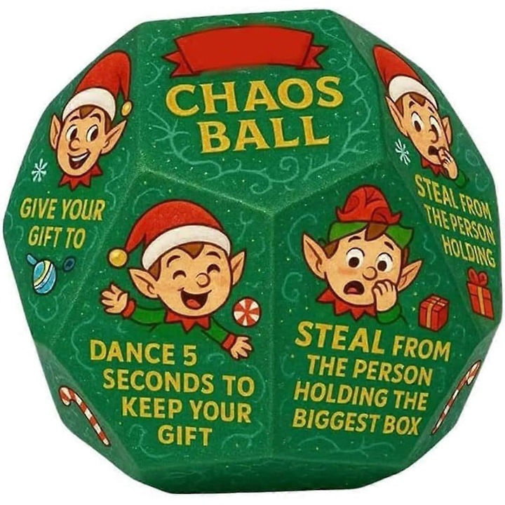 Társasjáték, Káoszlabda, 12 lány, karácsonyi szórakozás, 8x8cm, szett