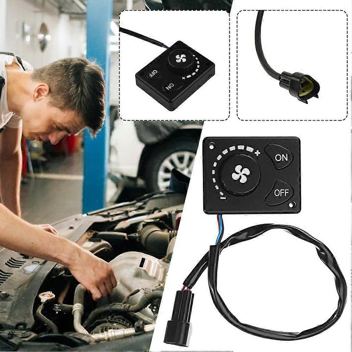 Buton de control pentru incalzitor de parcare 12V/24V, cu cablu, universal, dimensiuni 6.6x5.2x2.3cm