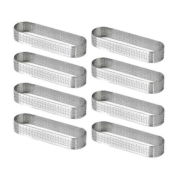 Set 8 forme prajituri ovale, inox, rezistente la temperaturi ridicate, argintii