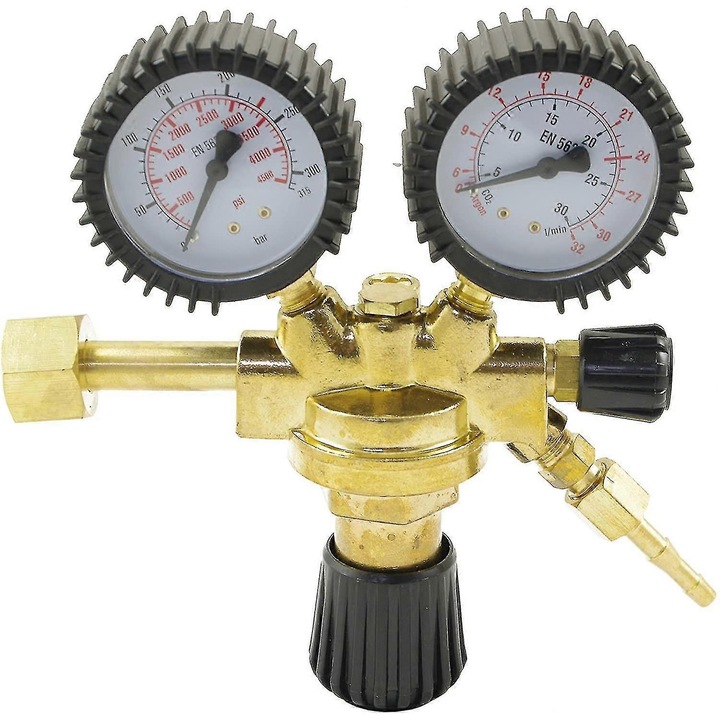 Argon/CO2 nyomáscsökkentő, 0-315 bar, 0-30 l/perc, W 21.8 x 1/14" csatlakozás, hegesztőgép tartozékok