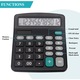 Calculator de birou cu butoane mari, alimentare dubla (solar si baterie), afisaj mare - perfect pentru birouri, profesori si studenti (negru)