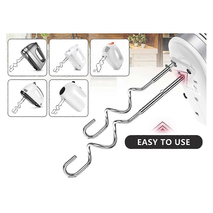 Set 2 carlige de aluat din otel inoxidabil pentru mixer de mana Kitchenaid