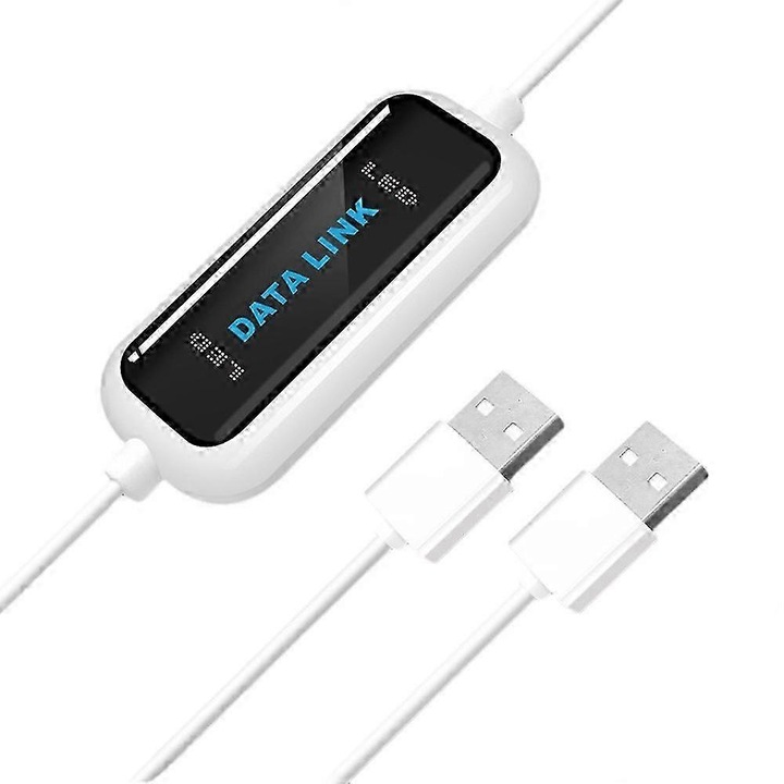 Cablu de transfer de date USB 2.0 PC la PC, transfer rapid fisiere, compatibil cu Windows