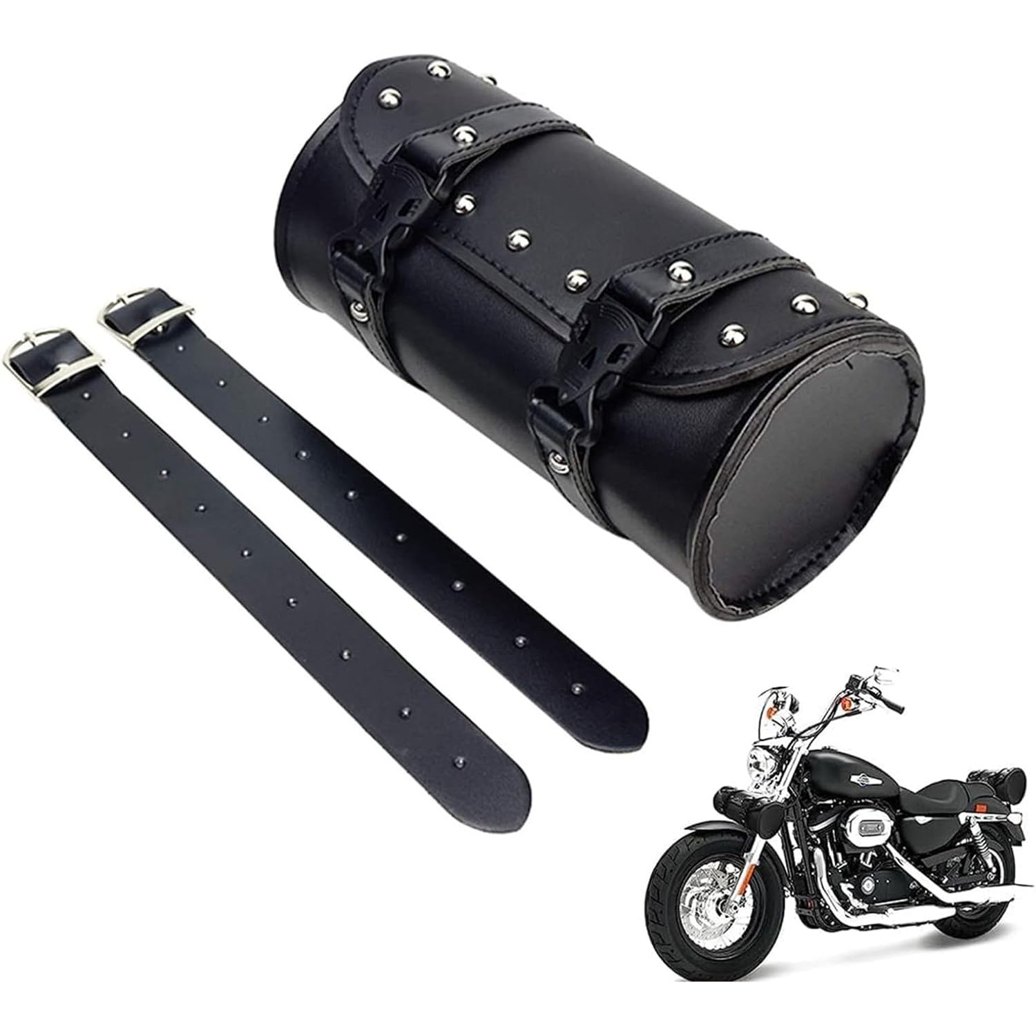 Geanta retro pentru motociclete, Piele, 21x10x10 cm, Negru - eMAG.ro