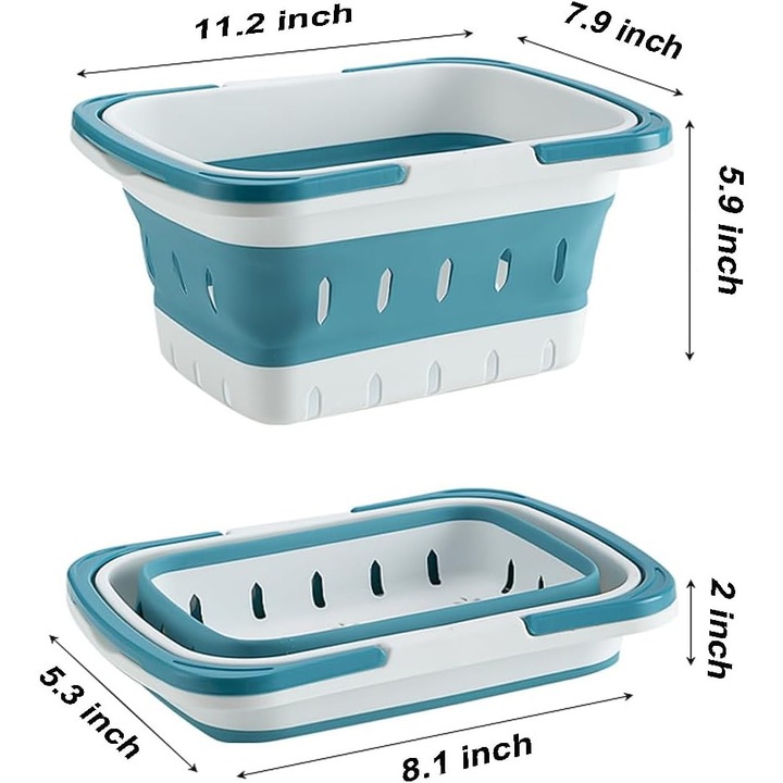 Cos pentru rufe pliabil, 11.2x7.9x5.9 inch, material durabil, albastru, multifunctional