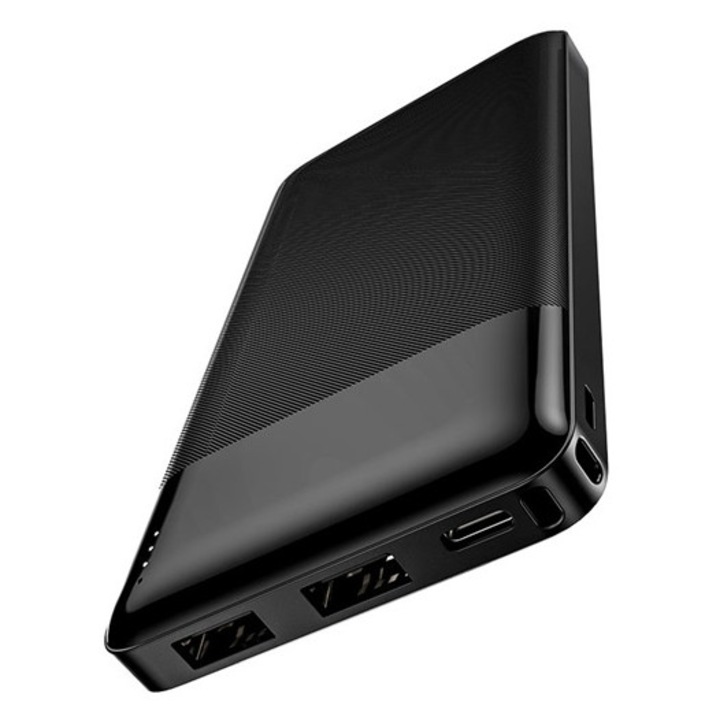 Hoco j72 încărcător de urgență 2 USB+Type-C, 10000mAh, 10W, afișaj LED, negru