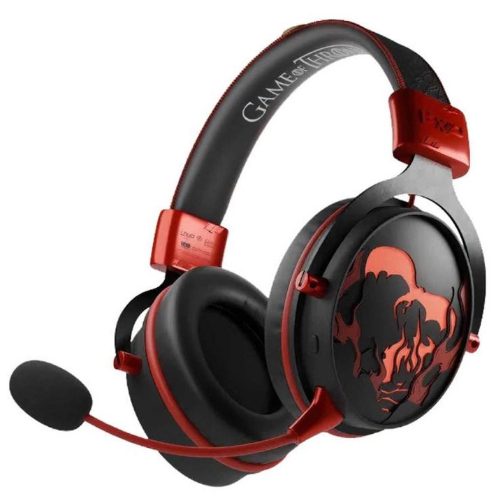 Слушалки за игри Lexip Game Of Thrones Dragon, безжични, червен LED, 28 часа автономност