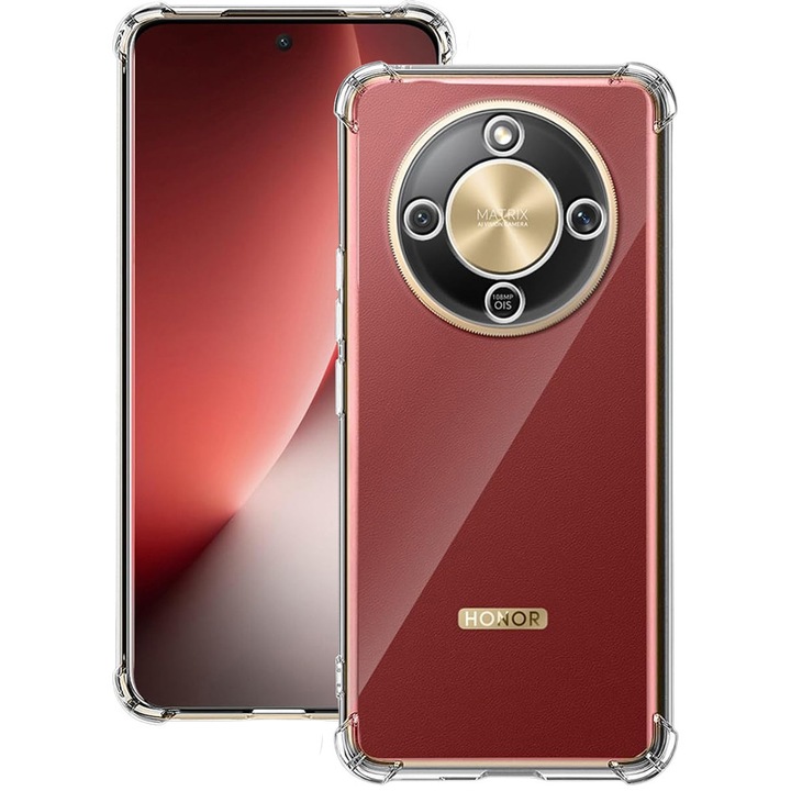 Husă din silicon compatibilă cu Honor Magic8 Lite 5G, cu colțuri întărite, transparentă, Anti Shock, 1,5mm