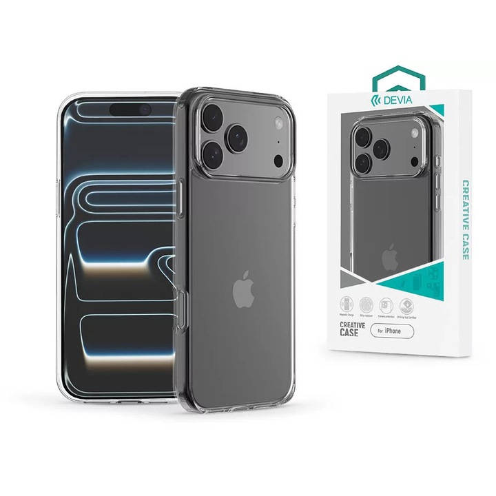 Devia Pure Clear удароустойчив калъф - съвместим с Apple iPhone 17 Pro Max - прозрачен