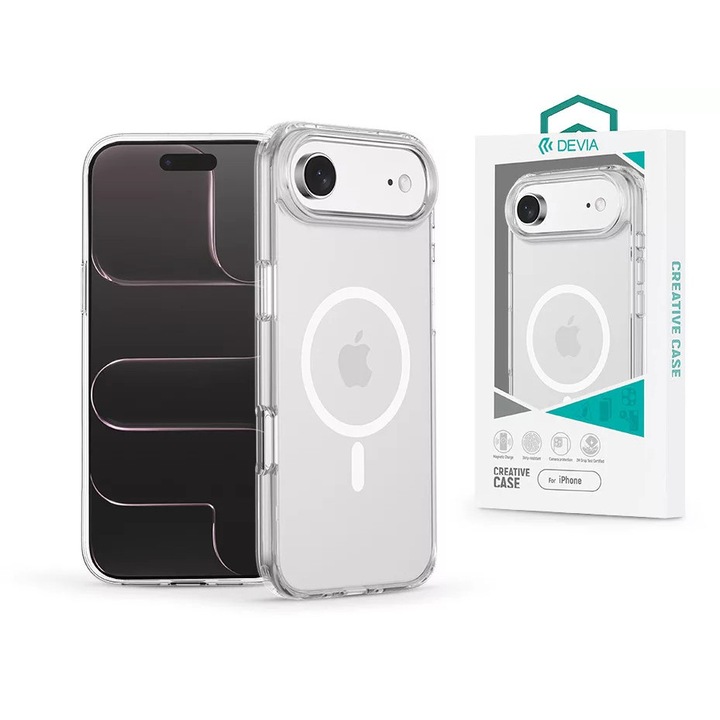 Devia Crystal Series Магнитен 360° удароустойчив калъф със защита за камера - съвместим с Apple iPhone Air - прозрачен