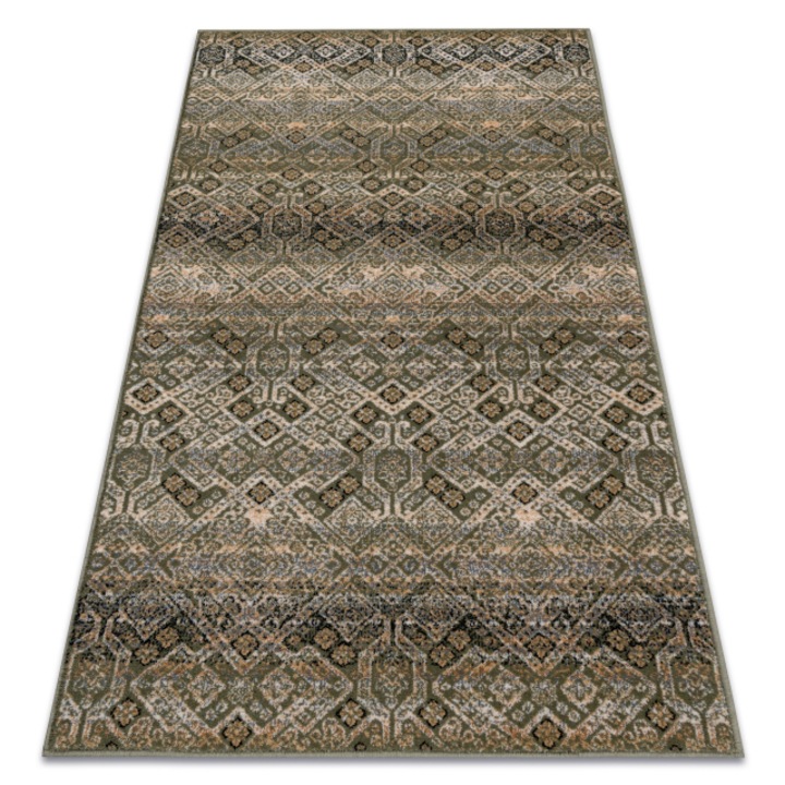 Covor DYWANY ŁUSZCZÓW Lana NAIN Ornament, flori 1044/51058 verde / bej, 80x150 cm