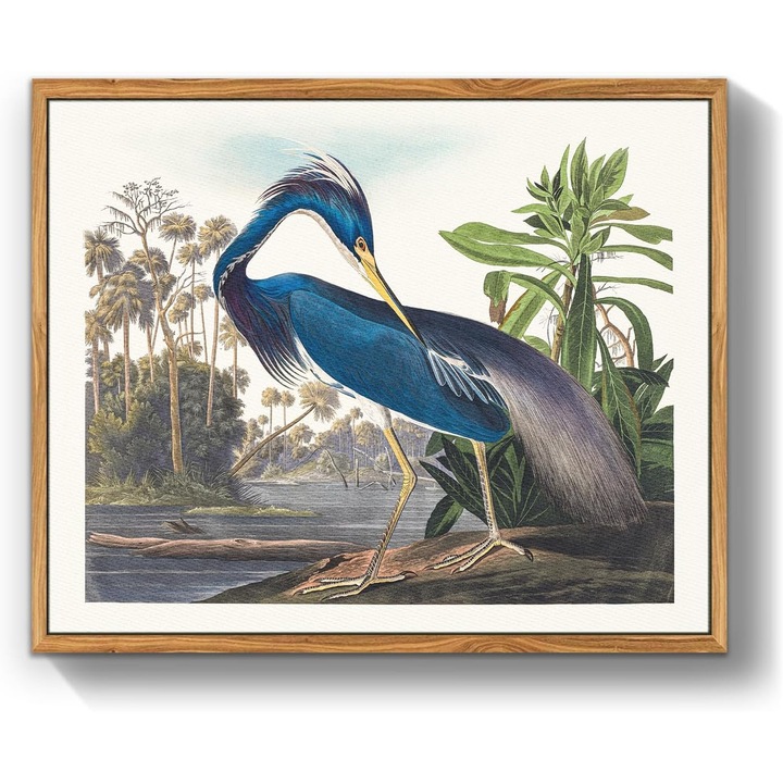 Vászonkép kék kacsával, vintage stílusban, 40x60 cm, fakeret
