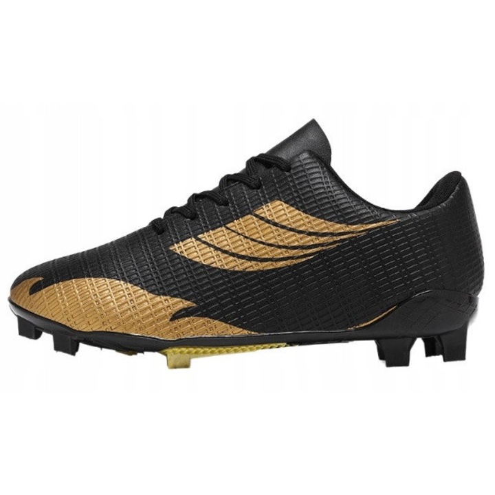 Детски футболни обувки, бутонки за изкуствена трева, черни, еко кожа