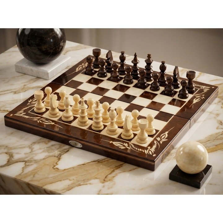 Sakk és Más táblajátékok, Fából Készült, 38x38 cm, Barna Színű