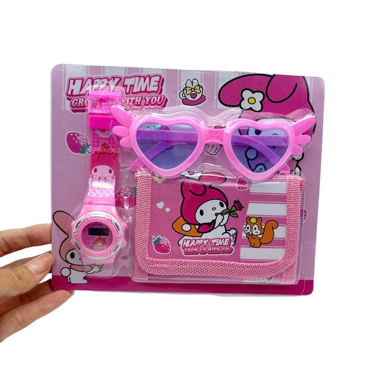 Set ceasuri copii, 3 piese, HC-010, roz, 5.5"-8"