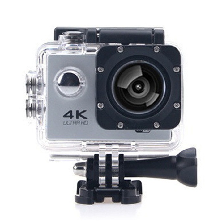 Camera video sport 4K, 140 unghi larg, design impermeabil, constructie premium, gri