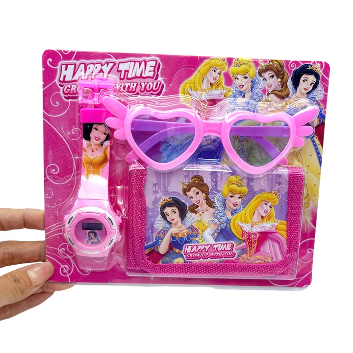 Set ceasuri copii, 3 piese, HC-008, roz, 5.5"-8"