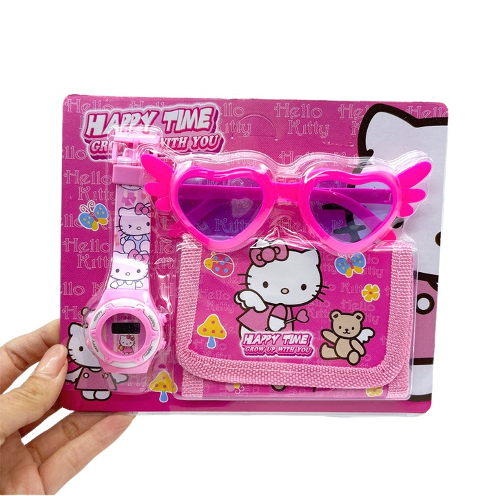 Set ceasuri copii, 3 piese, HC-007, roz, 5.5"-8"