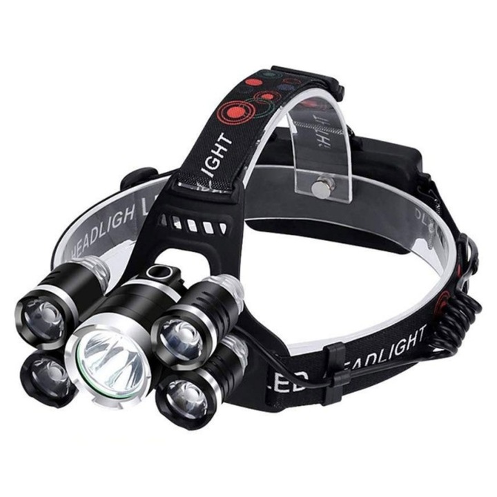 Lanterna de cap puternica 5 LED CREE 30W 8000 lumeni